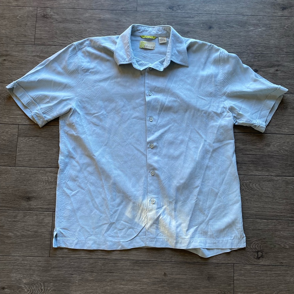 Cubavera Button Down Silk Polo Light Blue Men’s Large